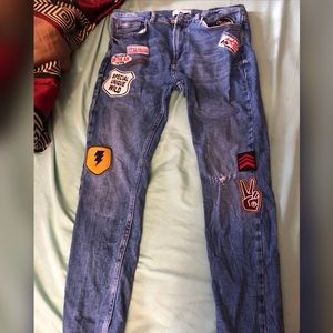 Patch biker jeans